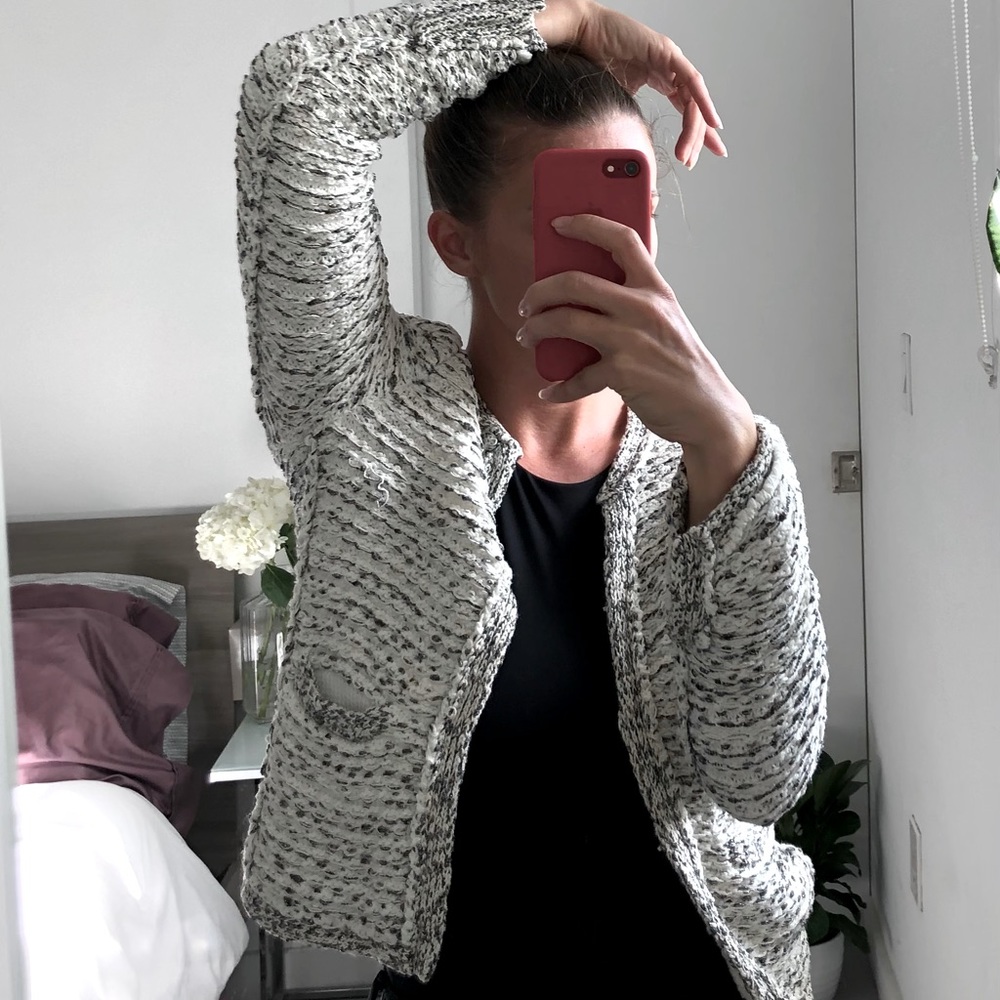 MAJE Woven Jacket in Off White Metallic